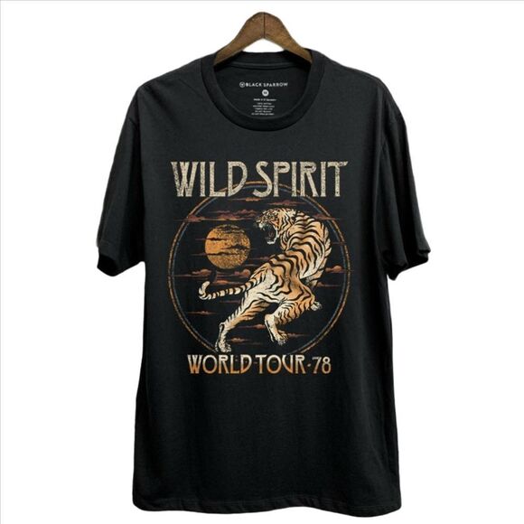 57. Black Rock n Roll Tiger Wild Spirit Short Sleeve Graphic Tee - Picture 4 of 7
